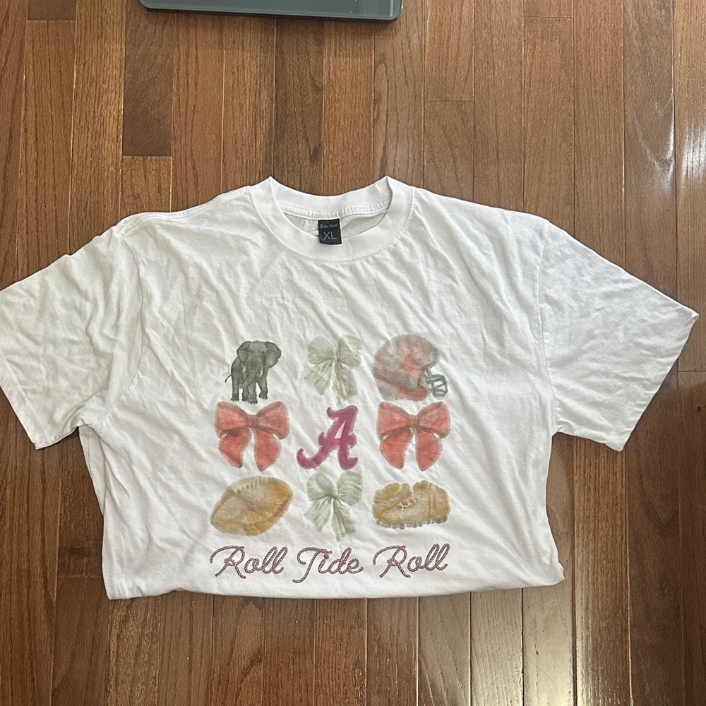 Roll tide roll White Graphic T-Shirt with Red and Gray Design